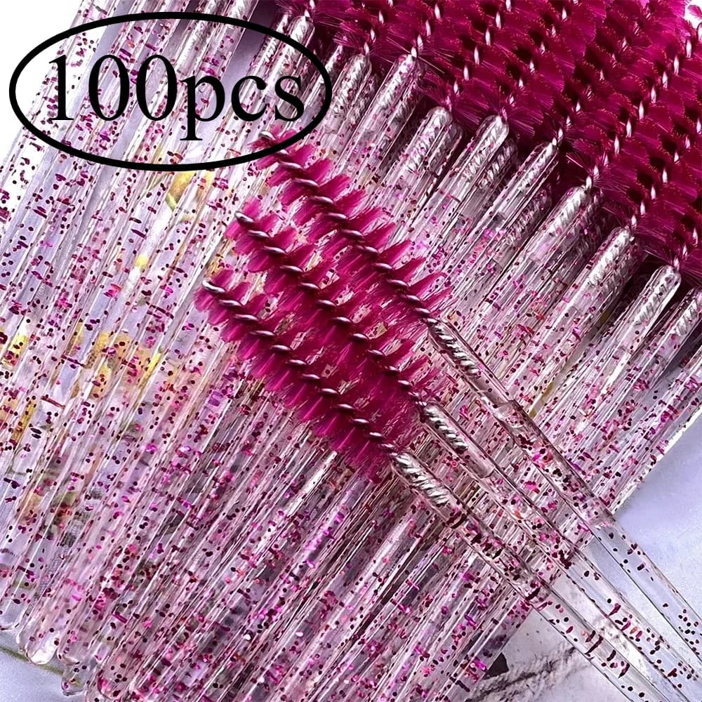 100 pcs Makeup Brushes Use and Drop Eyebrow Brush Crystal Handle Diamond Mascara Bacchetta Applicator Eyelash Tools for Eyelash Extension