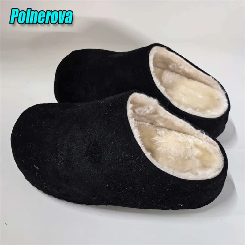 Pantofole in Camoscio con Suola Spessa per Uomo e Donna, Nuove Mules Calde Autunno Inverno, Scarpe Casual con Punta Tonda e Piattaforma