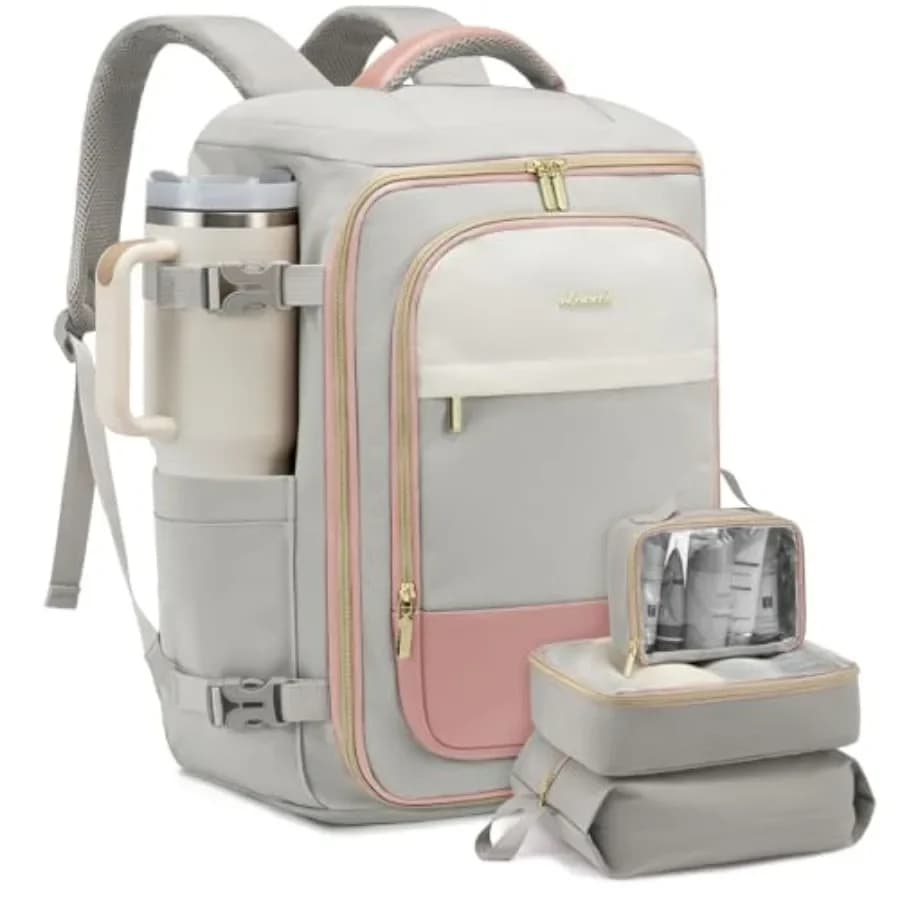Zaino da viaggio per aerei: borsa da viaggio impermeabile da 50 litri con 3 cubi organizer, adatta per laptop fino a 17 pollici, borsa unisex per oggetti personali