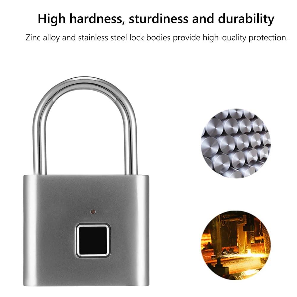 O10 Lucchetti per porte biometrici intelligenti con impronta digitale Serratura per porta ricaricabile Lucchetto intelligente per impronte digitali USB senza chiave rapido