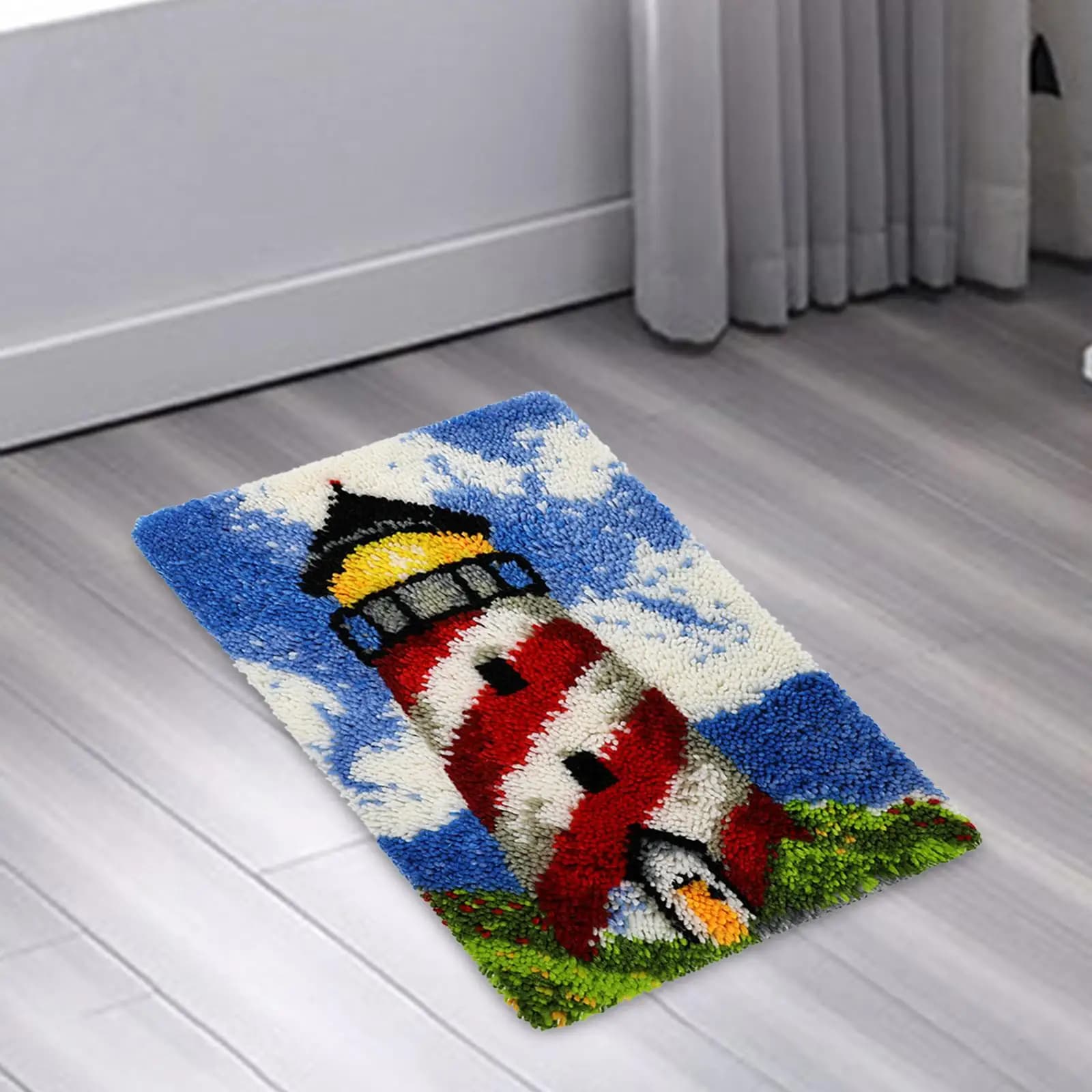 Kit creativo per tappeti con gancio di chiusura fai-da-te, ricamo, cucito, modello di colore per tappeti all'uncinetto per regalo