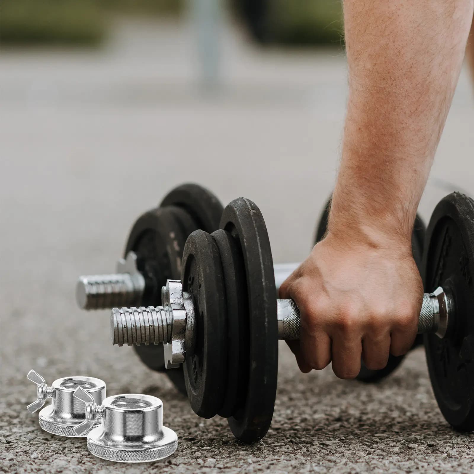 2 Pezzi Dadi Esagonali da 2,5 cm con Presa Migliorata e Doppio Blocco, Viti Anti-Scivolo per Sollevamento Pesi e Manubri Fitness