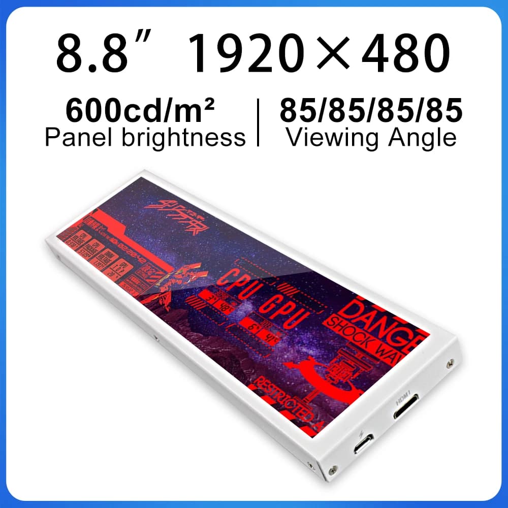Display Aida64 da 8.8 pollici 480x1920 schermo orizzontale IPS Monitor secondario portatile HDMI per Computer portatile Raspberry pi