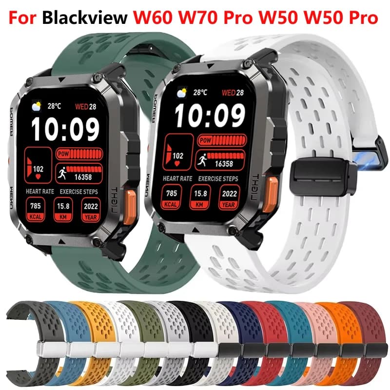20mm 22mm cinturino magnetico in silicone per Blackview W60 W70 Pro cinturino Smartwatch per Blackview W50 W50 Pro X20 R60 R30 X1Pro cinturino