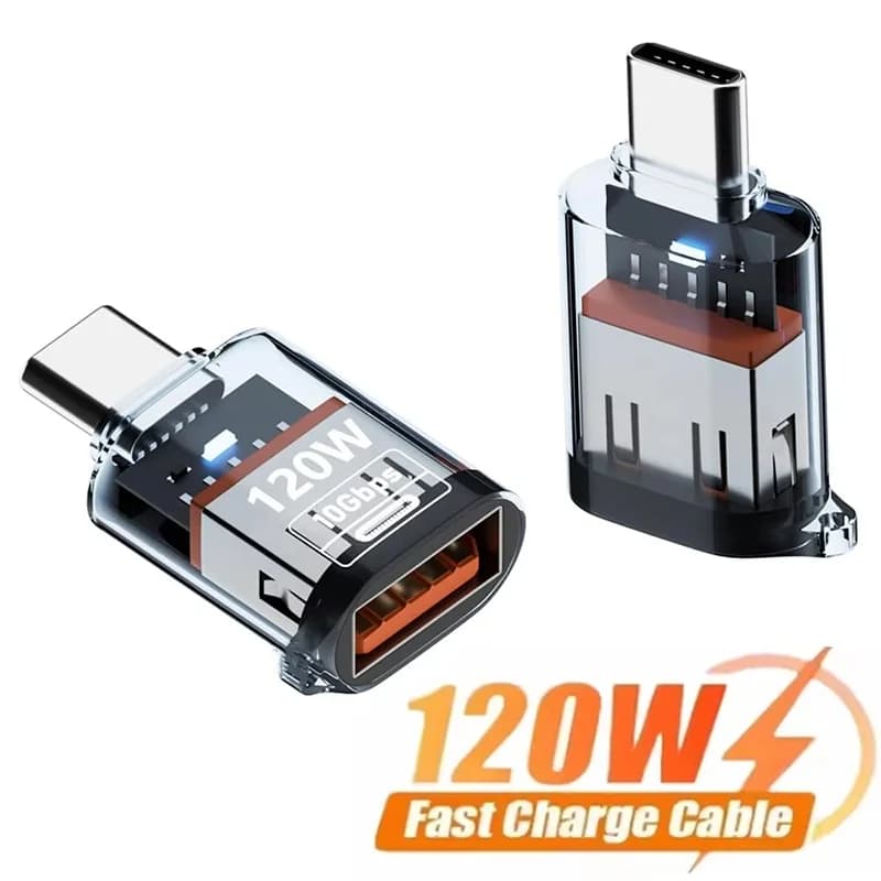 Adattatore OTG da USB A a Type C da 120W, connettore USB 3.2 a Type C per ricarica rapida per iPhone, Macbook, iPad, Huawei, Xiaomi, Oneplus, Realme