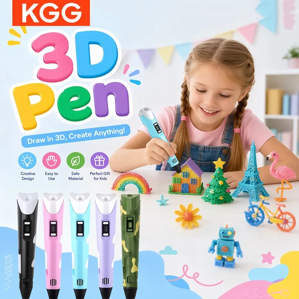 3D Printing Pen PLA Filament Magic Drawing Pen DIY Art Craft Creative LED Screen Educational Gift for Kids Boys Girls