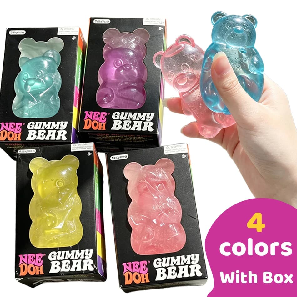 Nee Doh Cute Bear Maltose Dough Squeeze Toy Colorful Sensory Fidget Toy Stress Relief Desktop Decor Gift