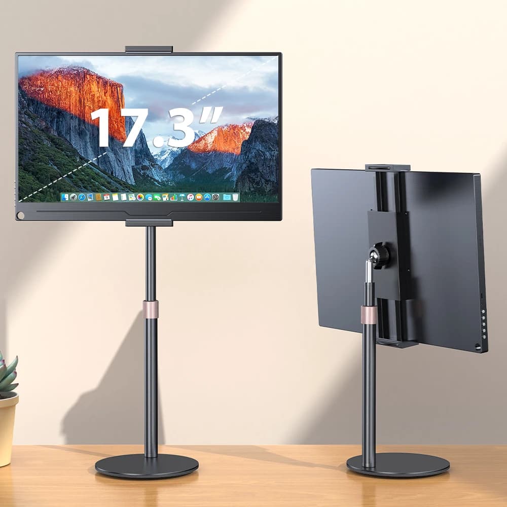 UPERFECT 360° Rotating Portable Monitor Stand Height Adjustable Vesa Monitor Tablet Free Standing Low Profile Desk Mount up to 17.3"