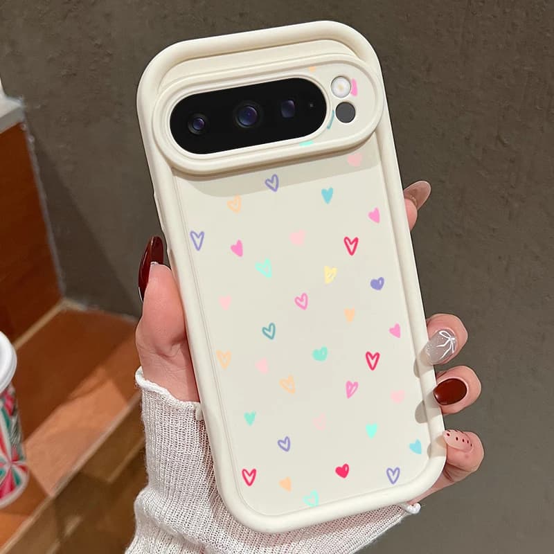 Custodia morbida colorata con piccoli cuori per Google Pixel 10 9 8 7 Pro 9A 8A 7A Pixel 9 10 Pro XL Cover per telefono in TPU tinta unita antiurto