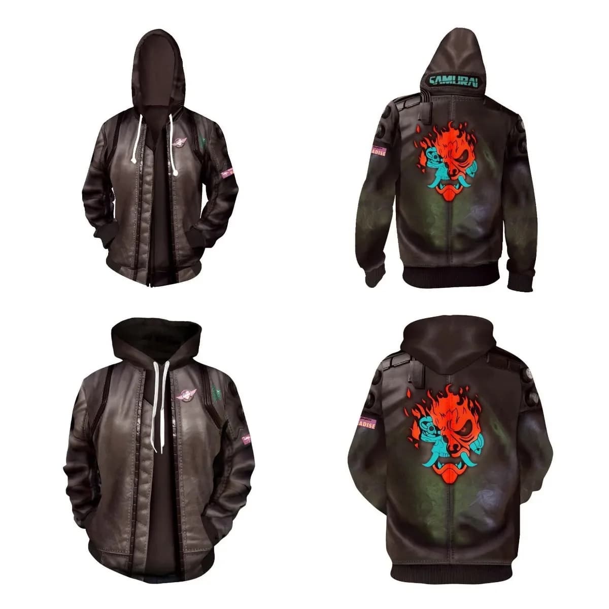 Anime Cosplay Punking Edgerunners Costume Cosplay Colletto alla coreana Giacca con cappuccio Cappotto con cerniera Punk per uomo Halloween