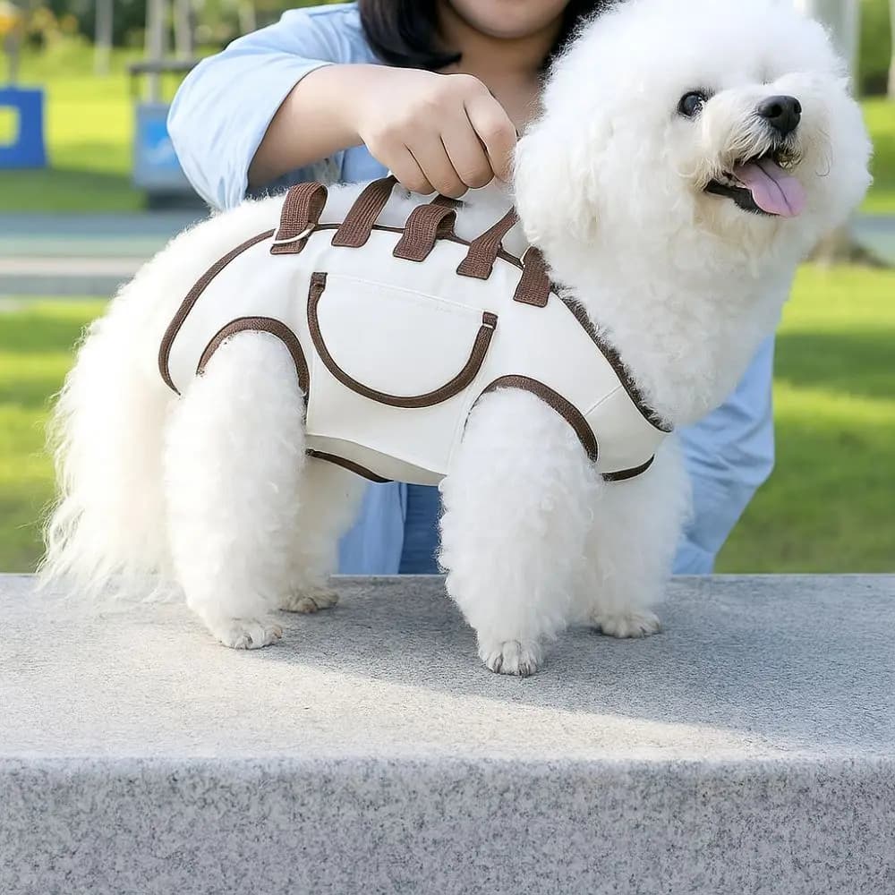Forniture per animali domestici Zaino porta cani regolabile Borsa da gita per cani morbida e traspirante con guinzaglio Borsa da trasporto per cani che fa risparmiare manodopera all'aperto