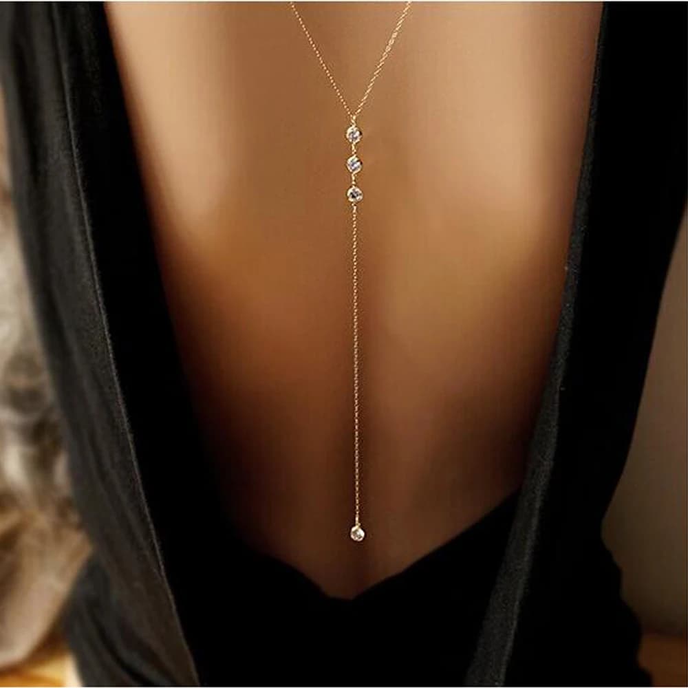 Collana Lunga da Donna, Catena Sexy per il Corpo, Catena con Ciondolo in Cristallo e Strass Oro Argento, Gioielli per il Corpo da Spiaggia