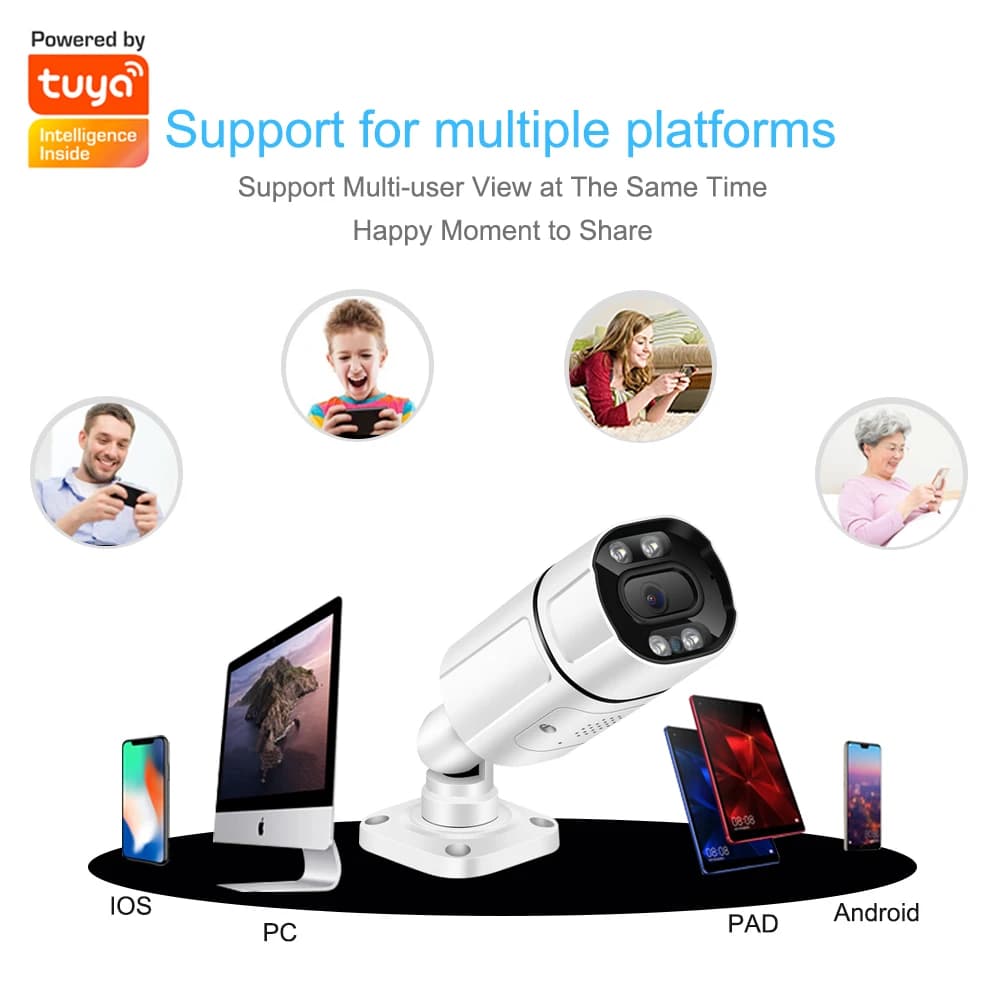 3MP 1296P Tuya APP Citofono wireless a colori Telecamera bullet IP Visione notturna Rilevazione di movimento Sicurezza domestica CCTV Baby Monitor