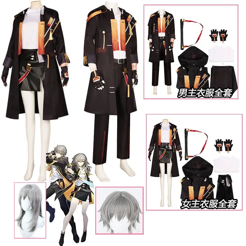 Costume Cosplay Anime Game StaringRailer, cappotto nero, uniforme alla moda per uomo e donna, set completo di accessori, abito per giochi di ruolo e feste
