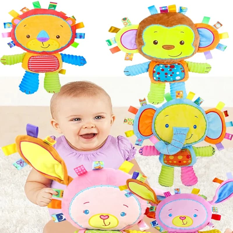Etichette per bambini Peluche Peluche Lovey Elefante Peluche Campana Giocattolo Sonagli incorporati Giocattolo sensoriale per neonati Regali per neonati