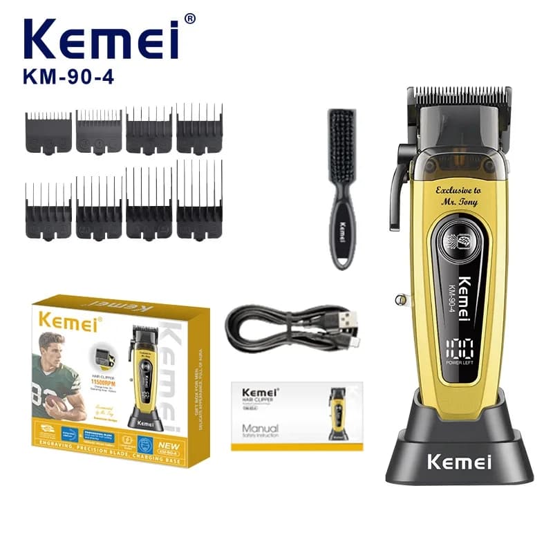 Kemei 90-4 11500 rpm rechargeable haircut with base Barbiere Haircuts Wireless Rasoio Electric Haircut