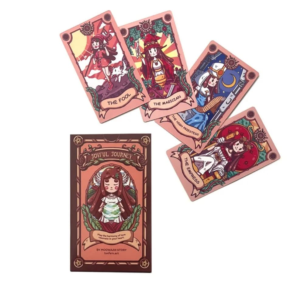 12*7cm Joyful Journey Tarot con guida per principianti Rider-waite System Cartoon Cute Tarot Deck 78 Pcs Cards