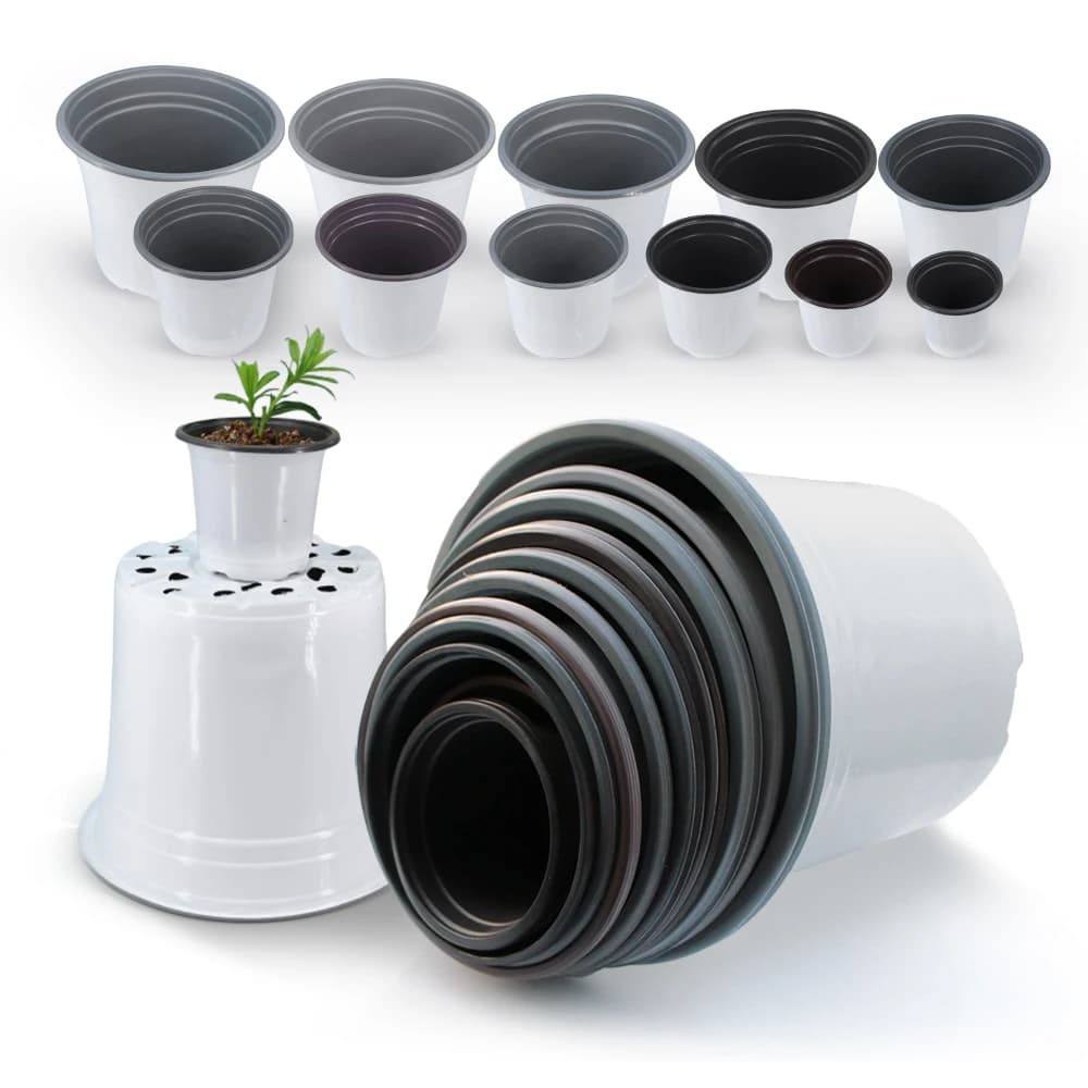 Vaso da fiori in plastica bianca da giardino per la coltivazione vaso per piante succulente vassoio resistente alla caduta traspirante tazza per piantine semplice da piantare