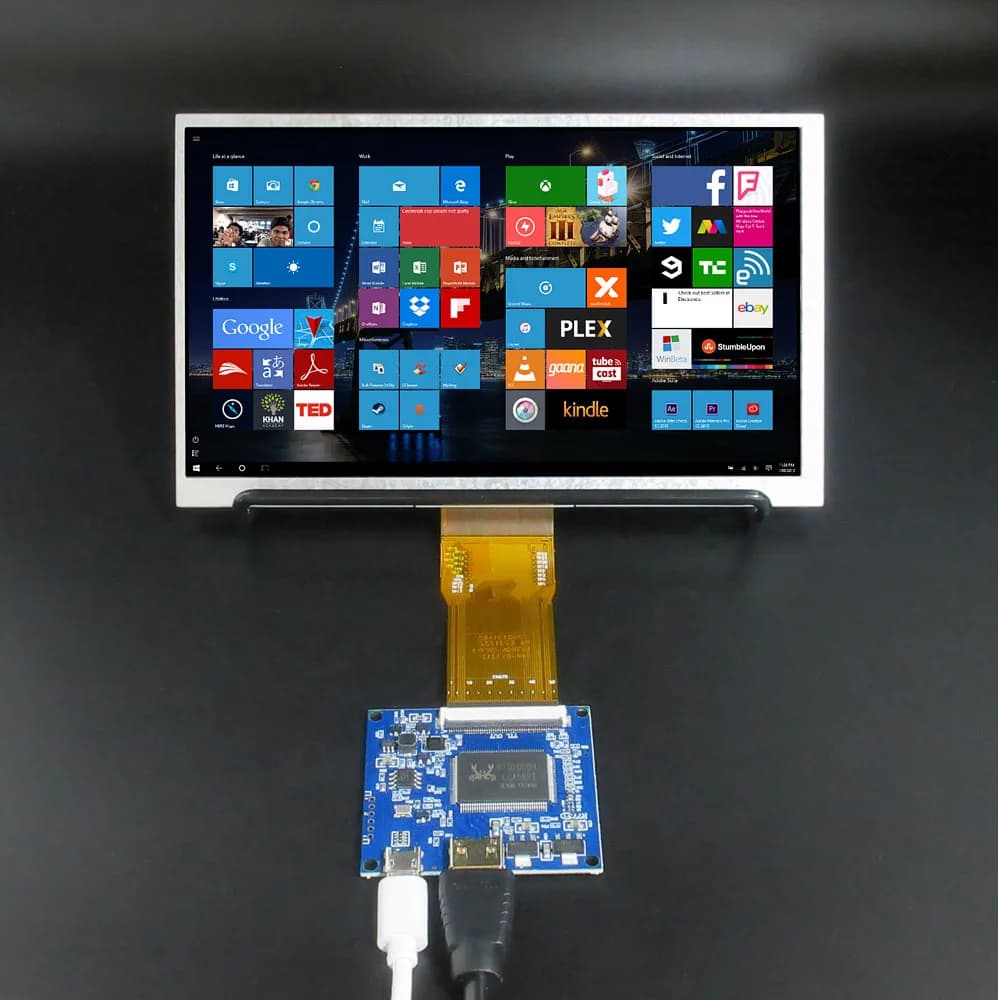 1024x600 7 Inch Portable DIY LCD Screen with Mini-HDMI Driver Card – Secondary Monitor for PC, Raspberry/Ray Pi