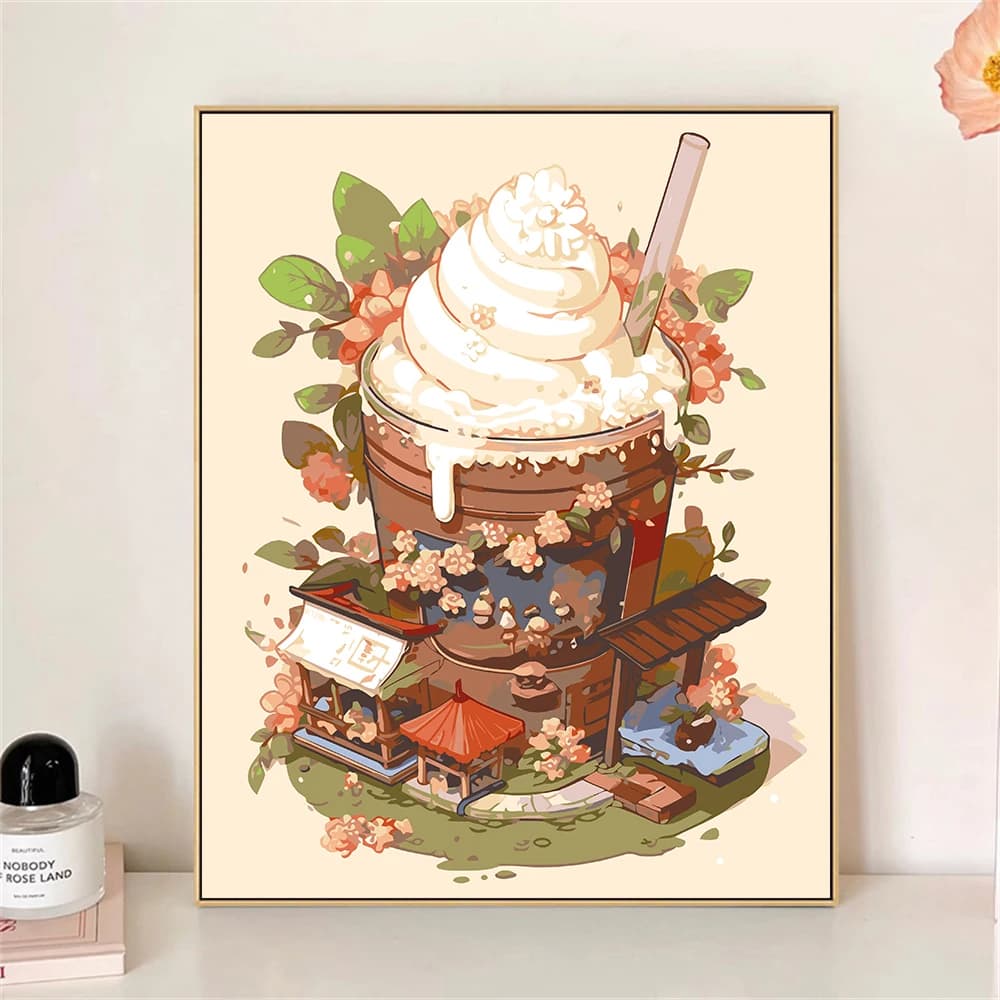 Painting by Numbers For Adult Kit Ice Cream House DIY Dropshipping Canvas Oil Paint by Number Home Decor