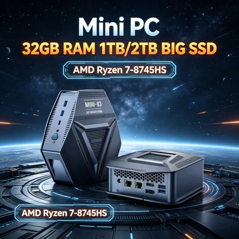 AMD R7 8745HS Barebone Mini Host NAS Computer Dual 2.5G Ethernet 2 M.2 NVMe Bay DDR5 Type-C Private Cloud Storage Server