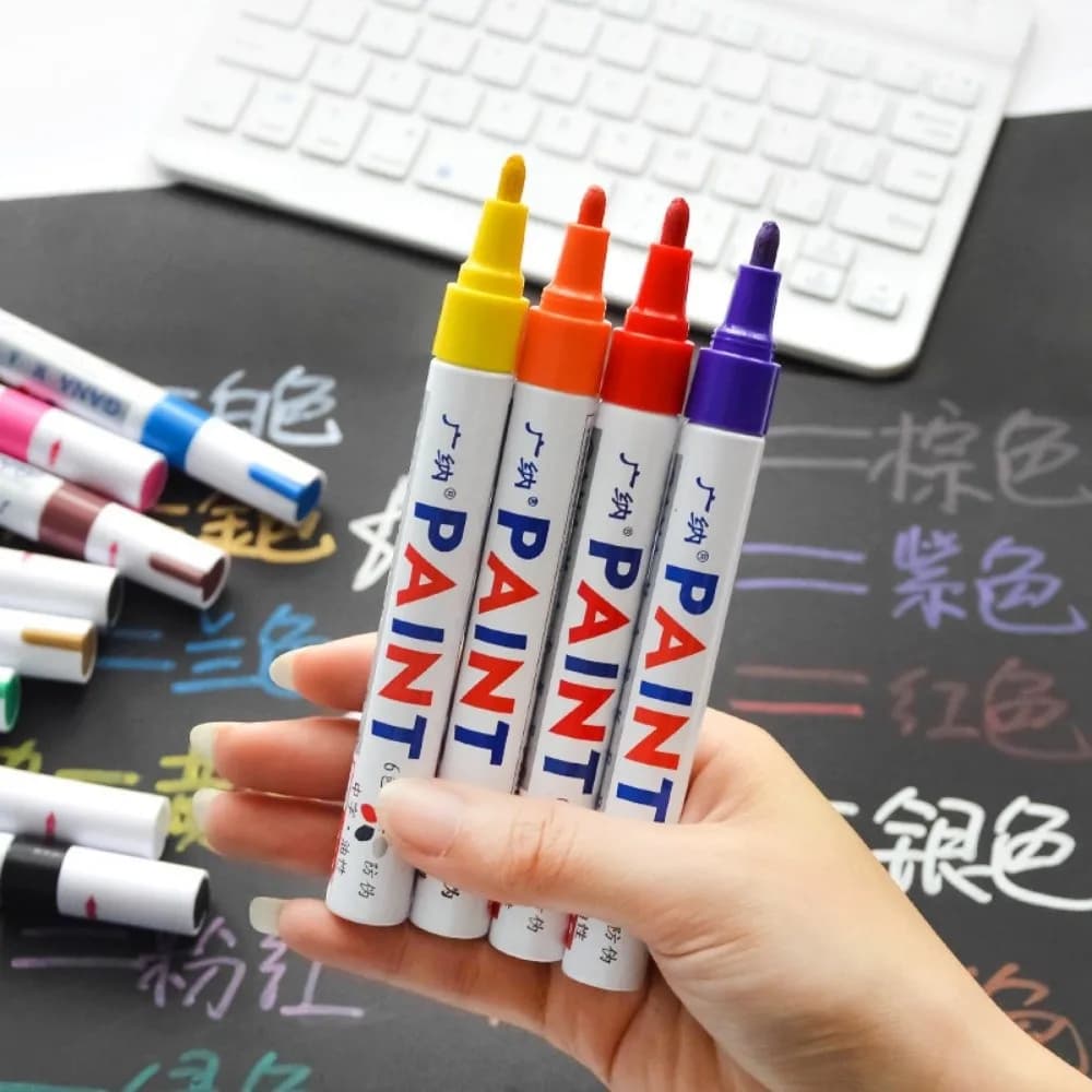 12Pcs Colorful Permanent Paint Markers Highlighter Pen DIY Crafts Oil Paint Marker Pens Waterproof Graffiti Writing