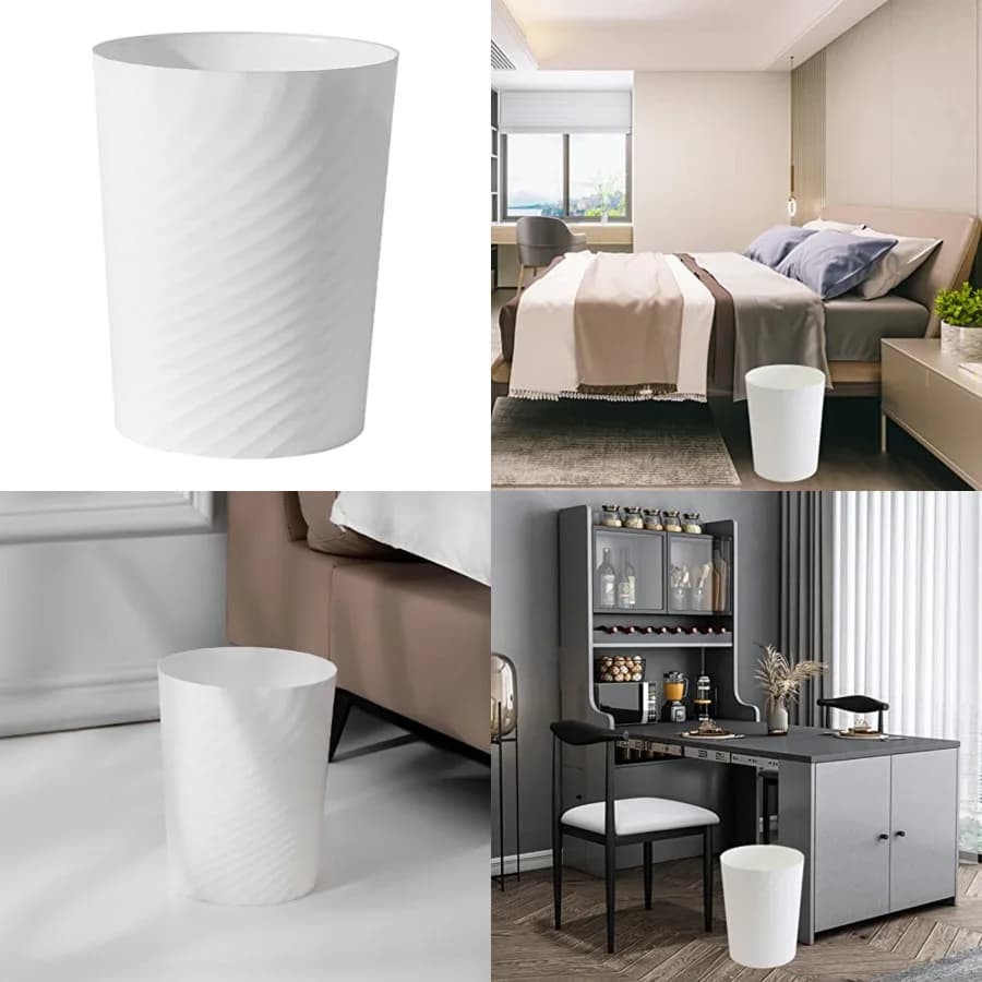 Cestino per rifiuti in plastica, contenitore per spazzatura per bagni, lavanderie, cucine, uffici, camerette per bambini, dormitori (Bianco, 6,8 litri)