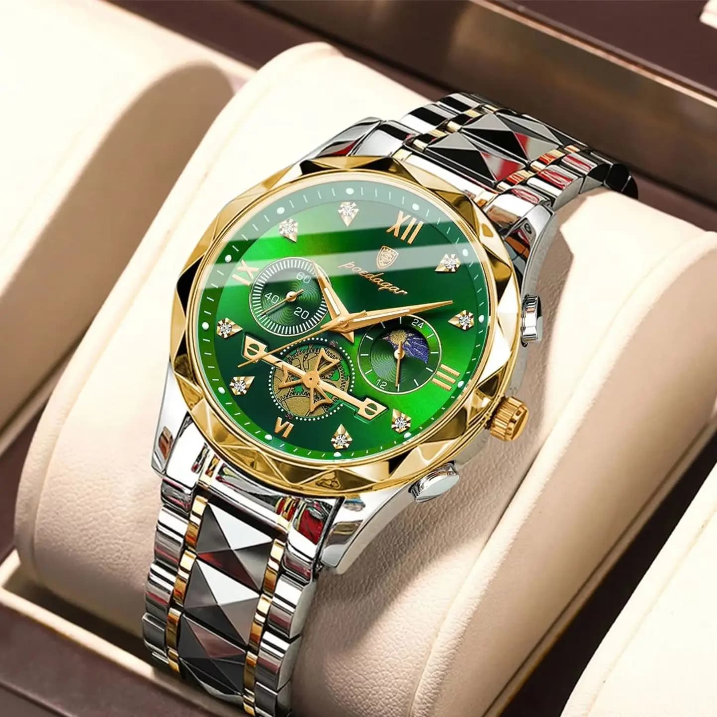 POEDAGAR Top Trendy Men's Wrist Watch Chronograph Stainless Steel Men's Watch Waterproof Luminous Business Men's Quartz Watches Reloj