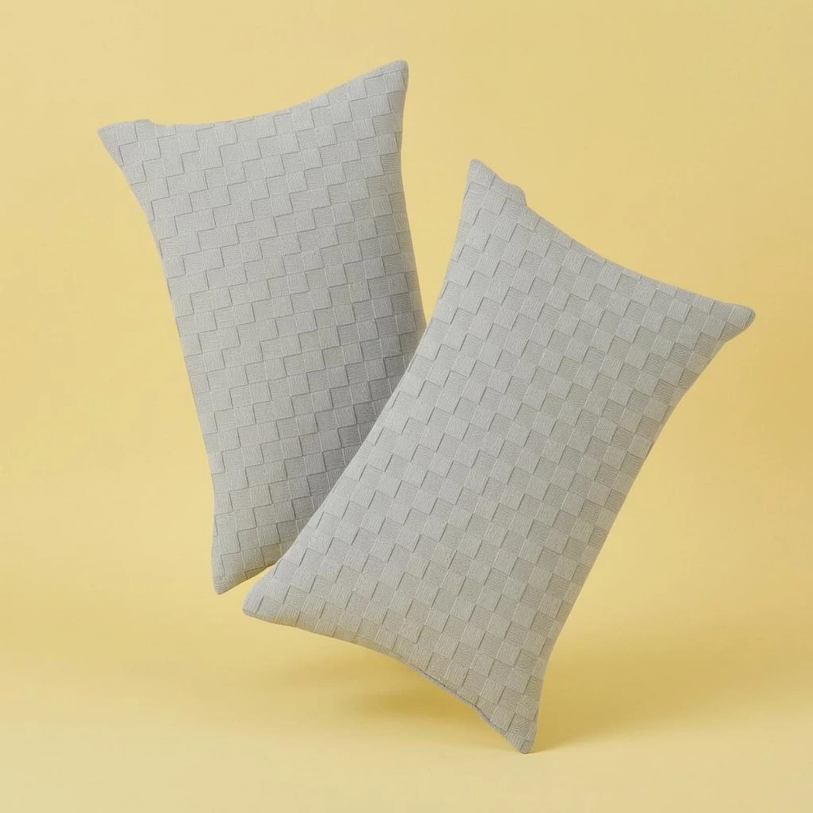 2 Pieces Mini Travel Pillow Matte Checkered Velvet Pillow Tapered Space Saving