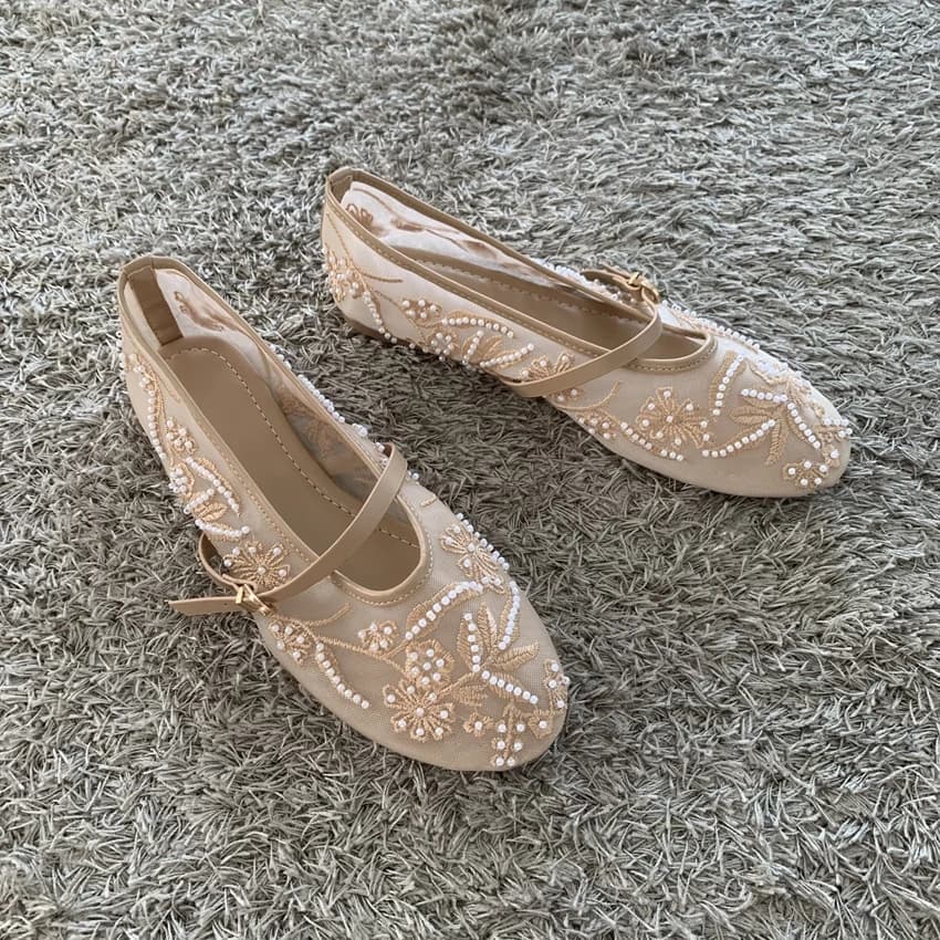Mary Jane Women's Shoes Summer 2026 with Flowers Embroidered, Breathable in Mesh, Casual Footwear Design, Ballerina Style, Women's Dancers