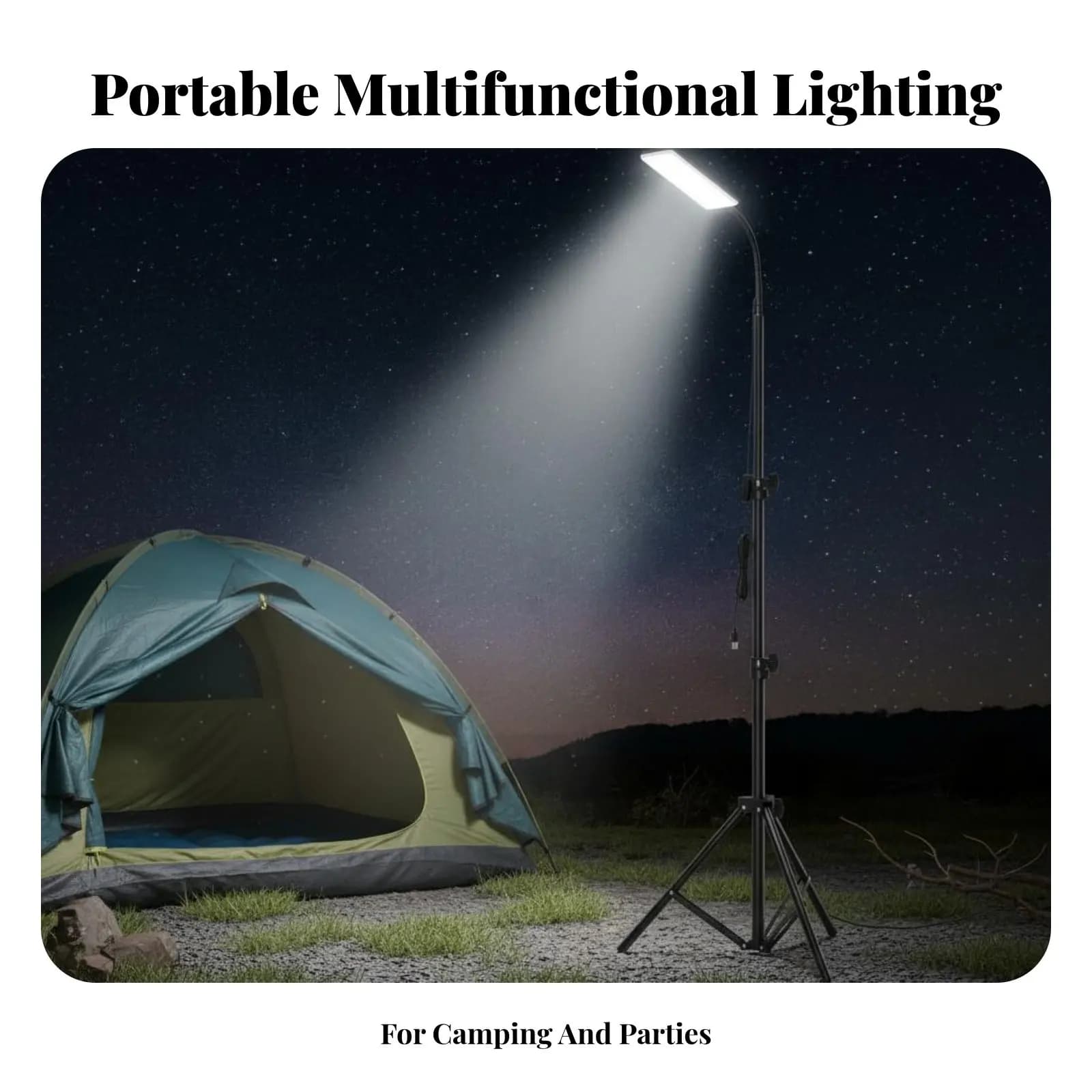 Lampada da treppiede illuminante ad alta luminosità, pieghevole, regolabile, da esterno, impermeabile, portatile