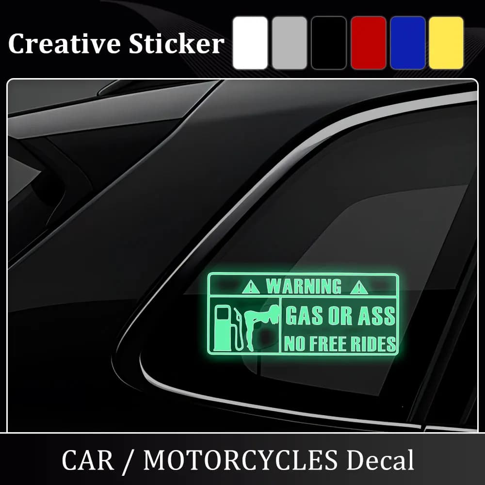 Divertenti adesivi per auto GAS o ASS No Free Rides Decalcomanie in vinile riflettenti impermeabili per la decorazione automatica del paraurti dei finestrini dell'auto