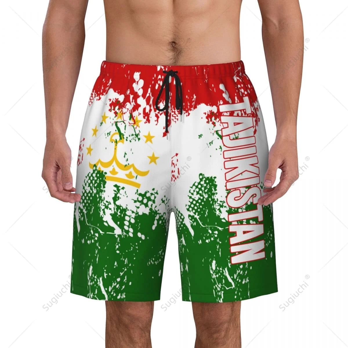 Men's Tajikistan Flag Beach Pants Board Shorts Surfing Boys Soccer Cycling Swimwear Running Polyester