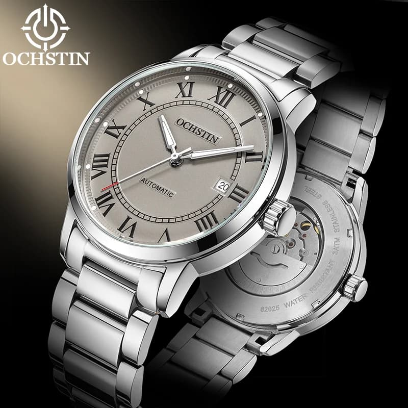 OCHSTIN Man Master Timepiece Automatic Self-winding Mechanical Movement Watches Ventilated Comfy Metal Wristband Male Clock