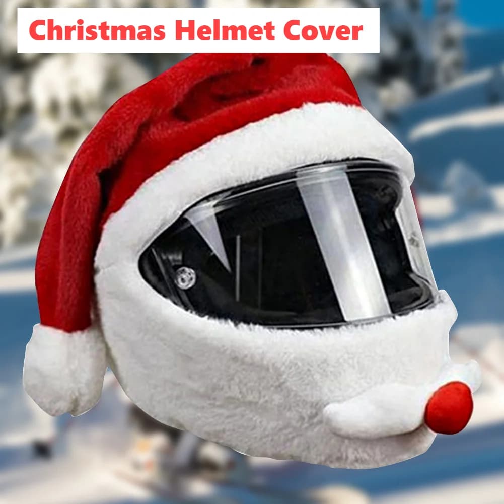 Copri casco da Babbo Natale Divertente casco da motociclista Cappello natalizio Elastico soffice Cappelli da Babbo Natale Regalo di Natale Ornamenti natalizi