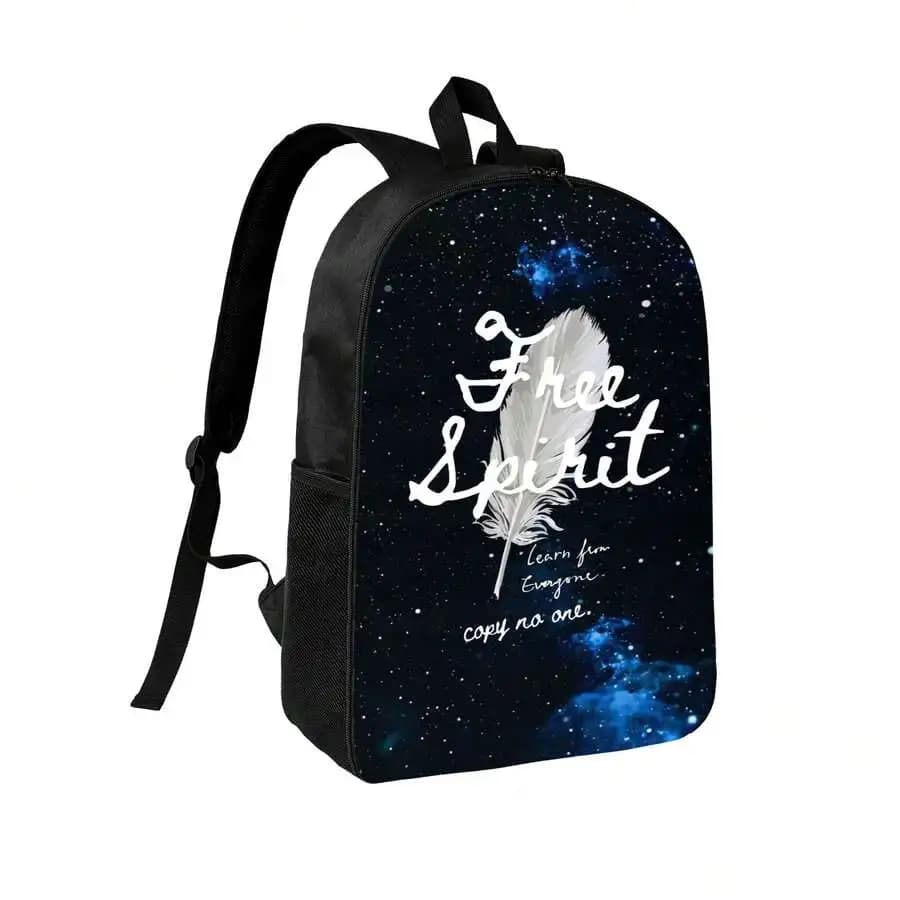 Free Spirit Galaxy Print Backpack For Adults Unisex Casual School Travel Bag