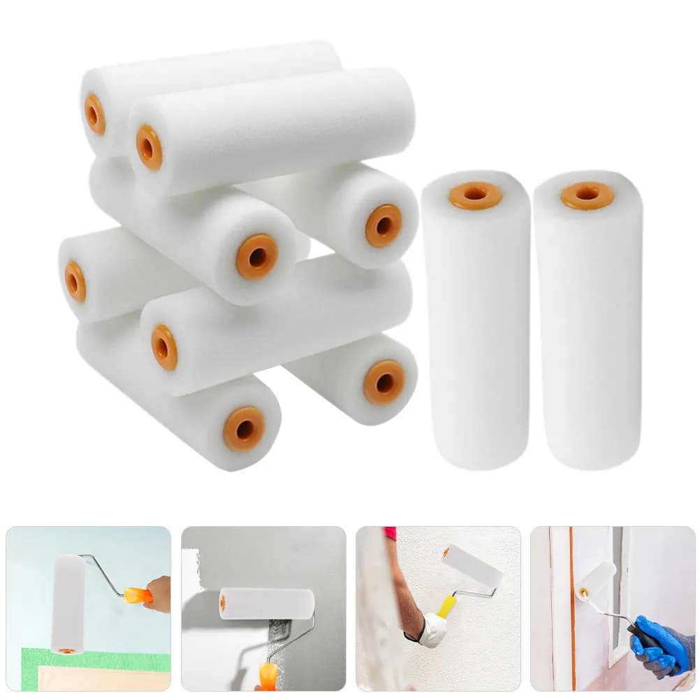 12Pcs High Density Foam Paint Roller Mini Size for Wall Ceiling Cabinet Cupboard Door Painting Smooth Application No Brush Marks