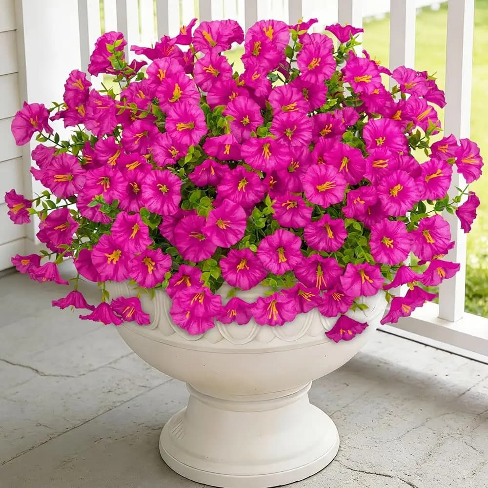 24 Mazzi di Fiori Artificiali per Esterni, Fiori Finti in Seta di Gloriosa e Eucalipto, Piante in Plastica Resistenti ai Raggi UV per Esterni