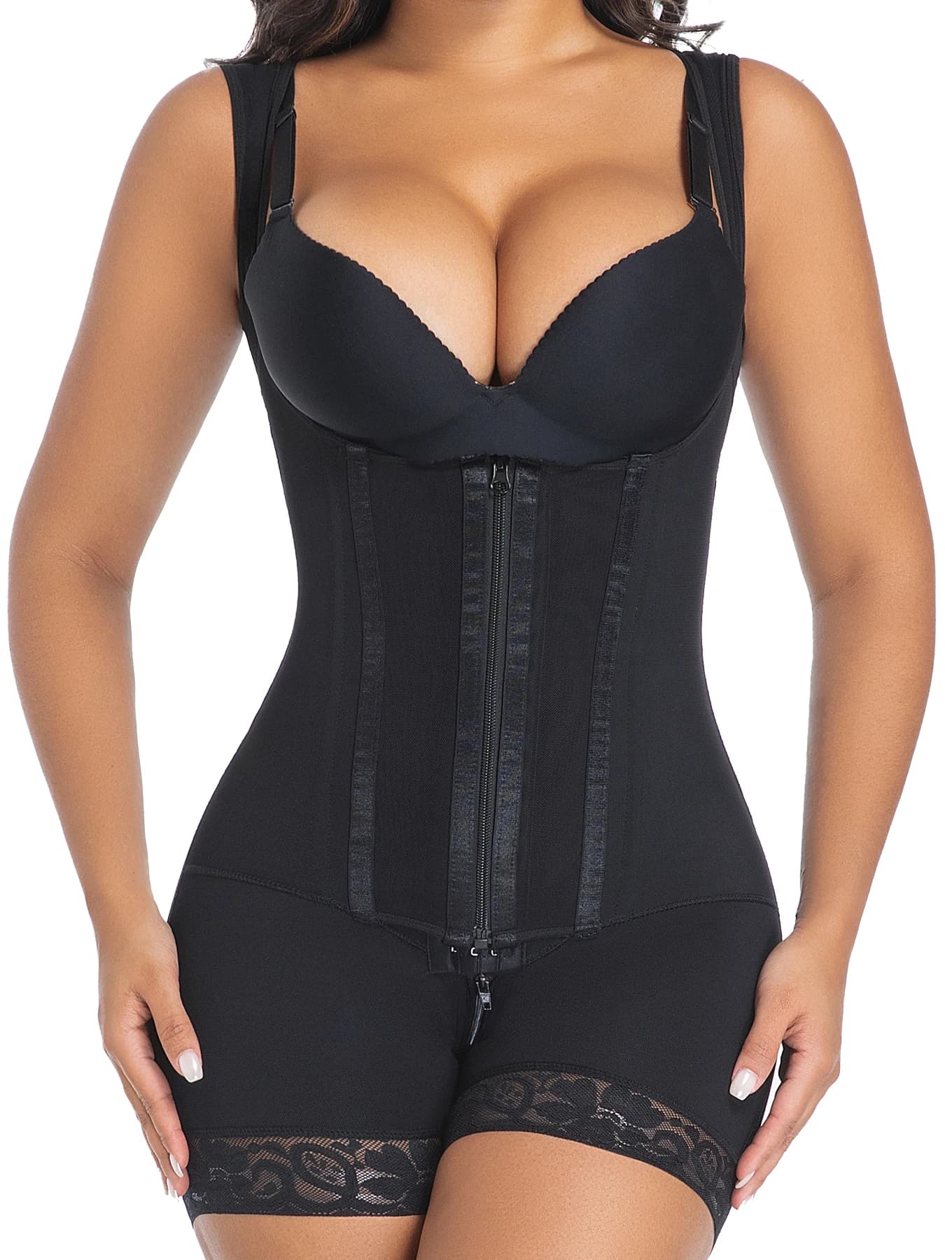 Large Size Women Thick Mesh Bodysuit with Steel Bones High Elasticity Stretchable Body Shaping Underwear for Feminine Silhouette