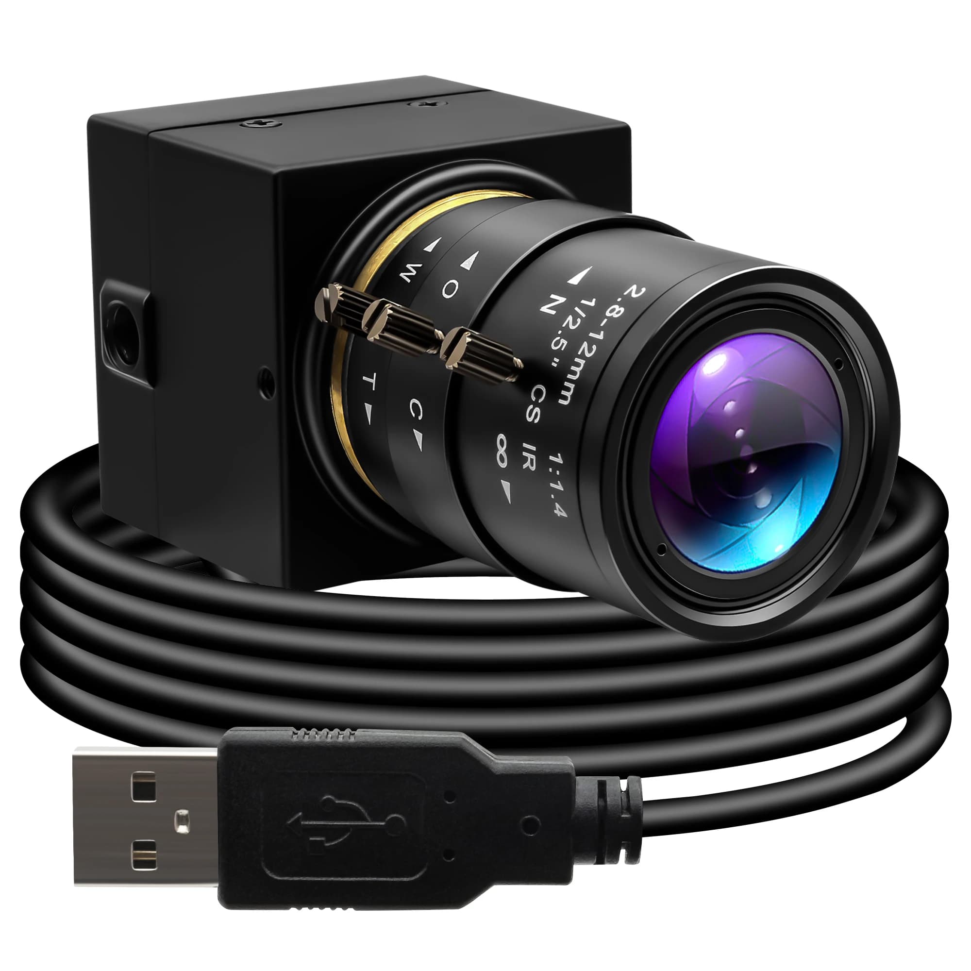 Webcam ELP with 8 MP HD zoom Varifocal wide-angle lens from 2.8-12 mm USB computer camera for video conferencing and Raspberry Pi/Mac/Windows