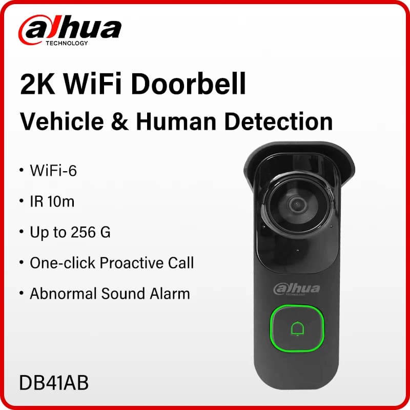 Dahua 4MP WiFi Videocitofono Ai Rilevamento di persone e veicoli Campanello Suono anomalo Allarme 2K Visione notturna Telecamera per porta Wifi 6 DB41AB