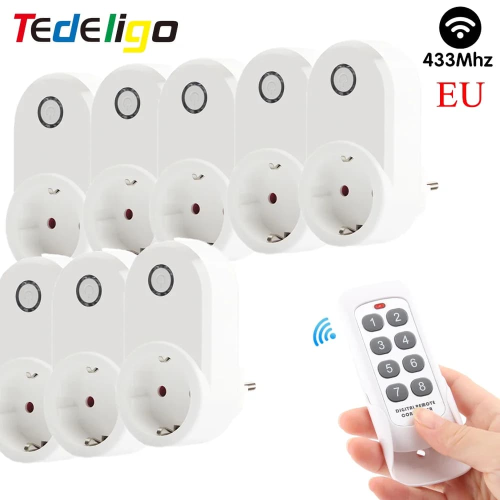 15A Smart Home Spina Presa Wireless Telecomando EU FR 433 MHz Presa Elettrica A Parete Accessori Programmatore Interruttore AC 220 V LED