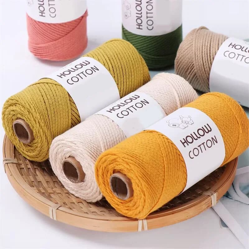 300g Hollow Cotton Production Hand-Knitted Crochet Cotton Yarn Bag Yarn DIY Material Round Strand Medium Roving Hat Cushion Thread 1 Piece = 2 Pieces = 300g