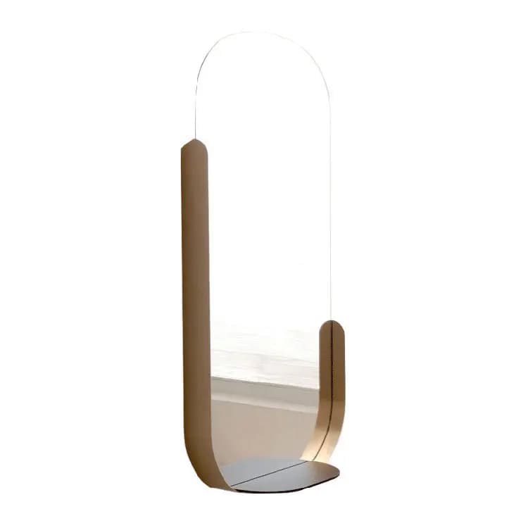 Specchio da bagno moderno e minimalista in ottone e acciaio inox