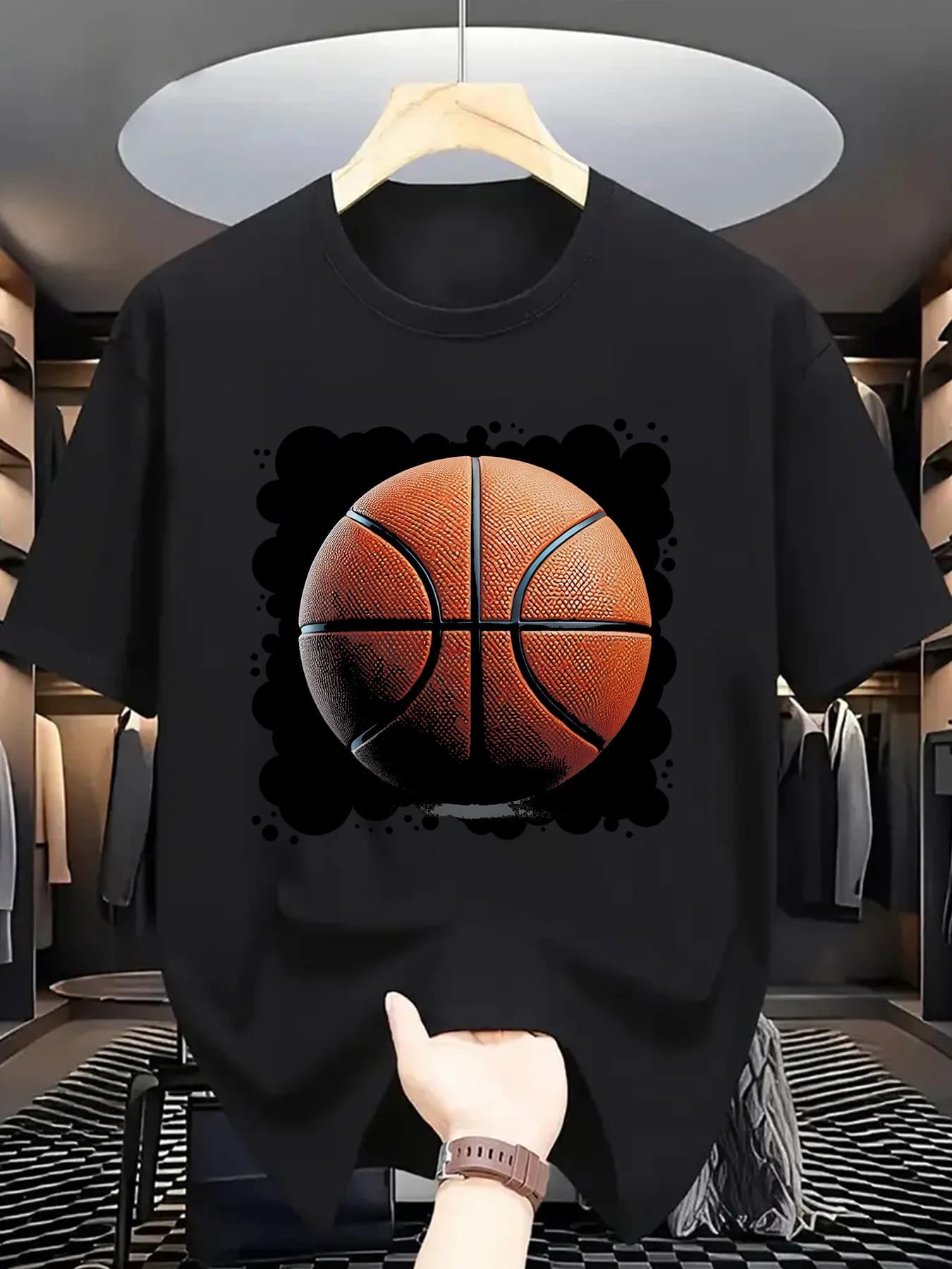 T-shirt graphic basketball T-shirt with short sleeves with cool print Fashion style streetwear Unique sports design Casual clothing Top unisex