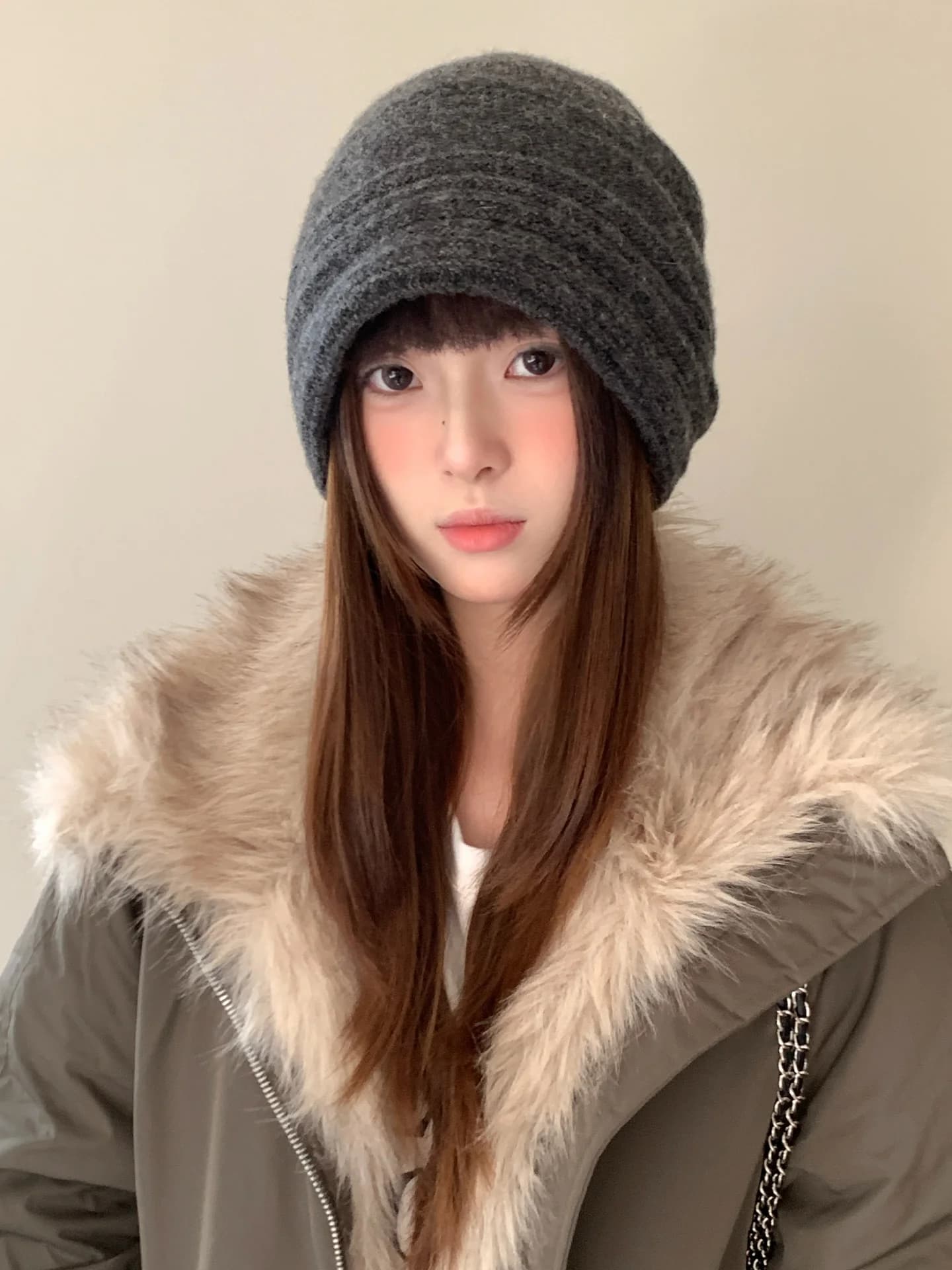 Pure Wool Japanese Retro Pile Hat For Women Winter Ear Protection Cold Hat Warm Knitted Head Covering Hat