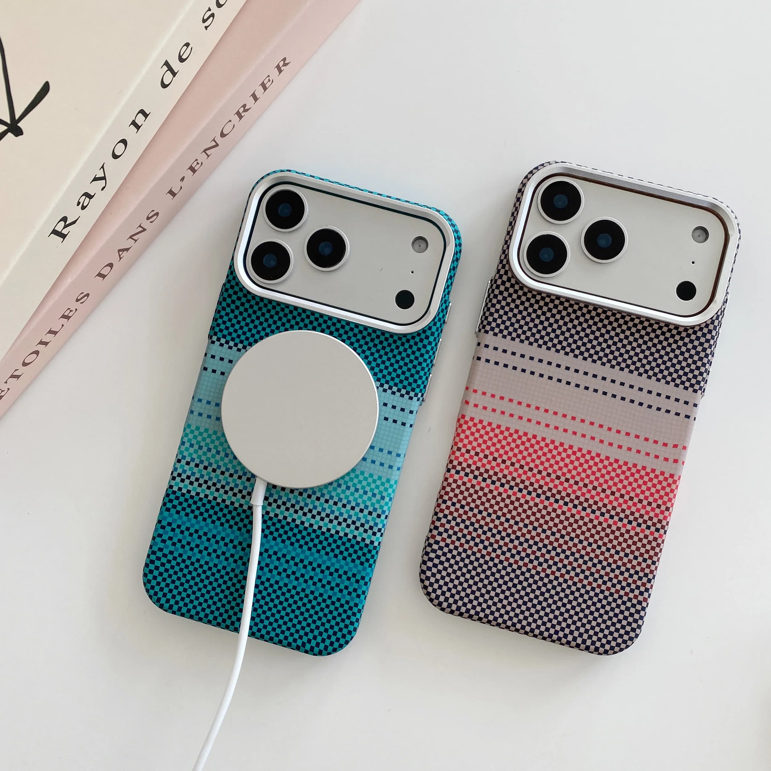 Luxury Carbon Fiber Texture For MagSafe Case For iPhone 17 16 Pro Max 15 14 Pro Magnetic Wireless Charging Shockproof Hard Cover