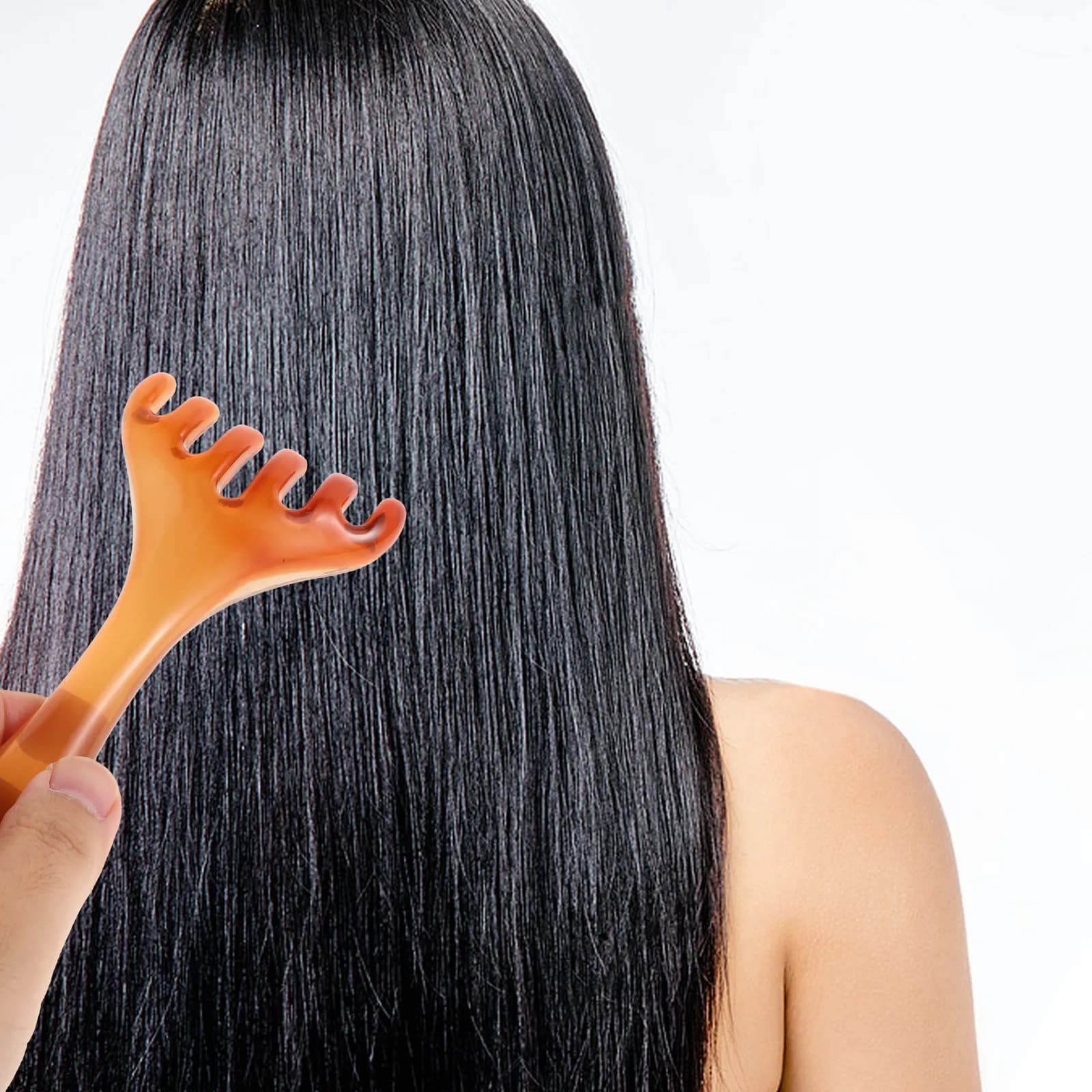 Massaggiatore per la testa in resina, pettine a denti larghi, spazzola per massaggio del cuoio capelluto, strumento Gua Sha per raschiare, pettine manuale per la testa, accessori per lo styling dei capelli e per la spa