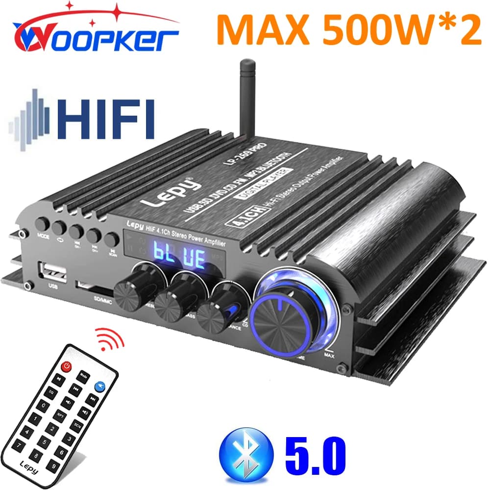 LEPY LP-269PRO Amplificatore a 4.1 canali Bluetooth 5.0 Coassiale in USB SD Funzione FM Uscita subwoofer Sistema audio Home Theater