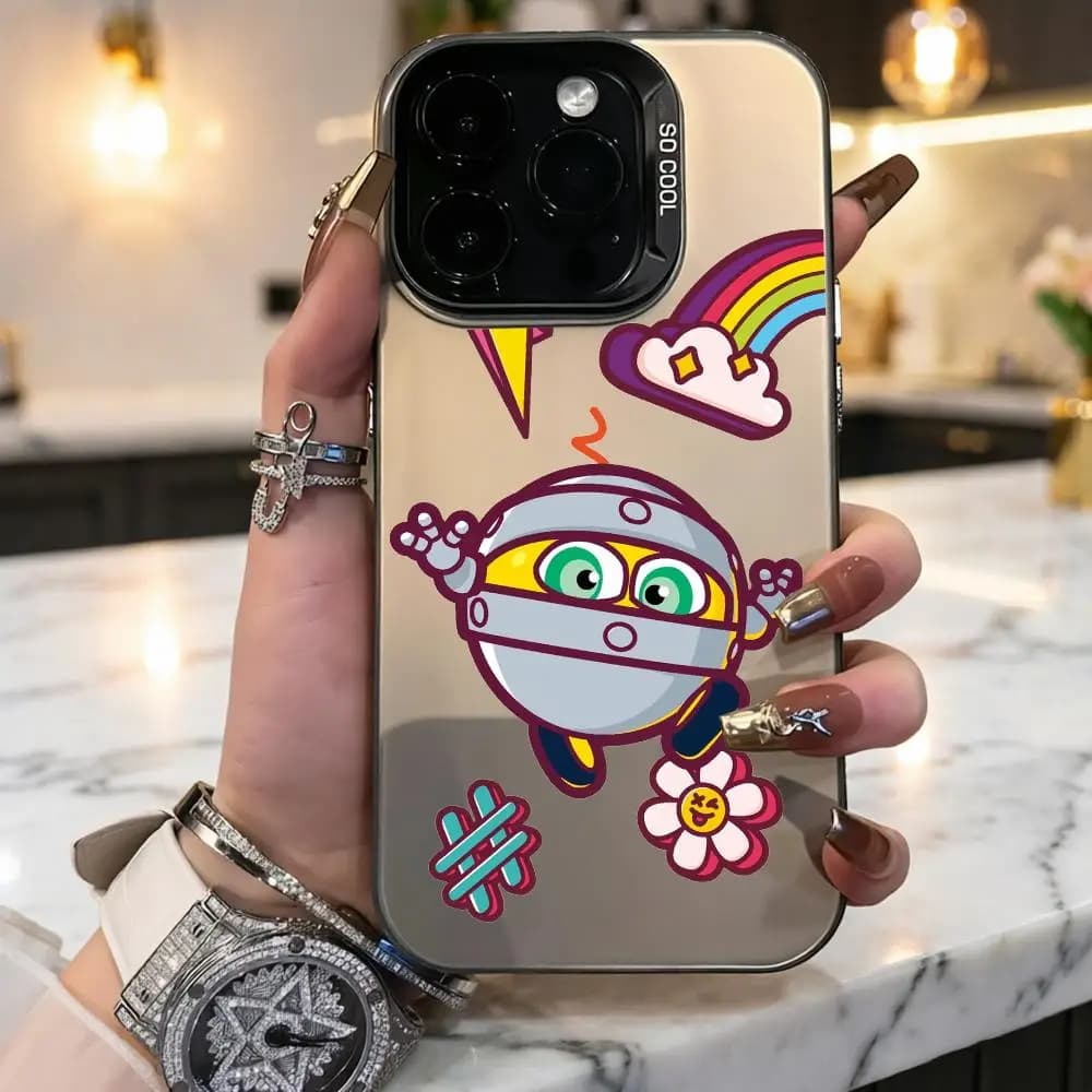 Custodia per telefono G-Gogoriki K-Kikoriki per iPhone 17/16/15/14/13/12/11 Pro Max, lussuosa in TPU argento, antiurto e antigraffio